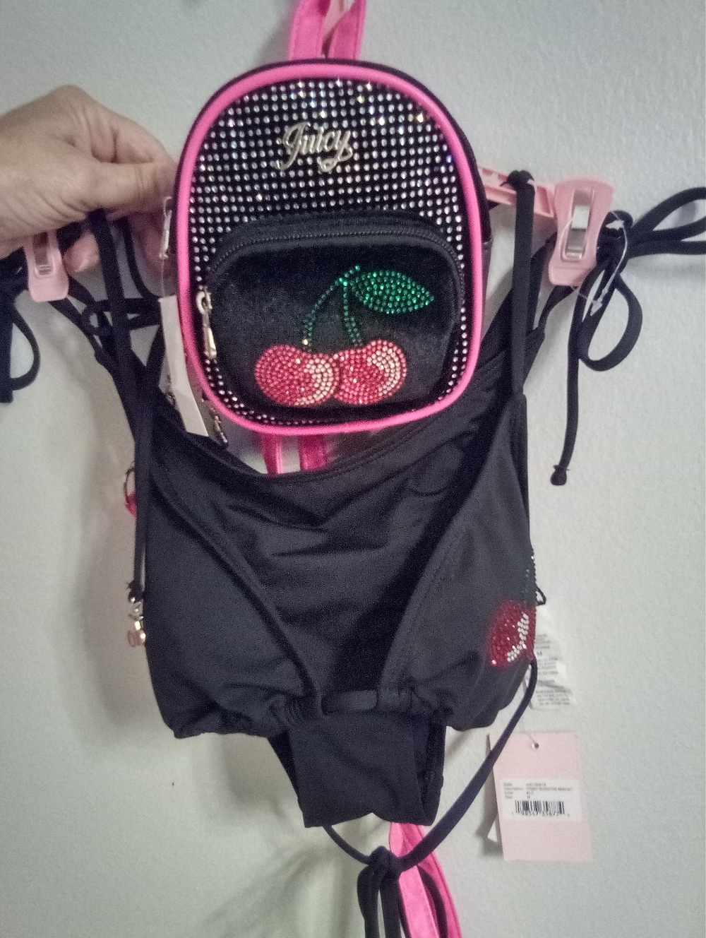 Juicy Couture SEXY Cherry Bikini & Velour Backpack Set
